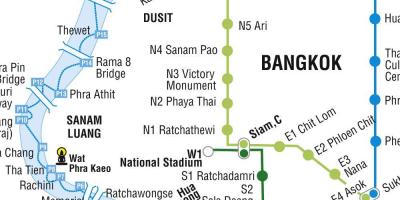 Χάρτης της μπανγκόκ, το μετρό και το skytrain