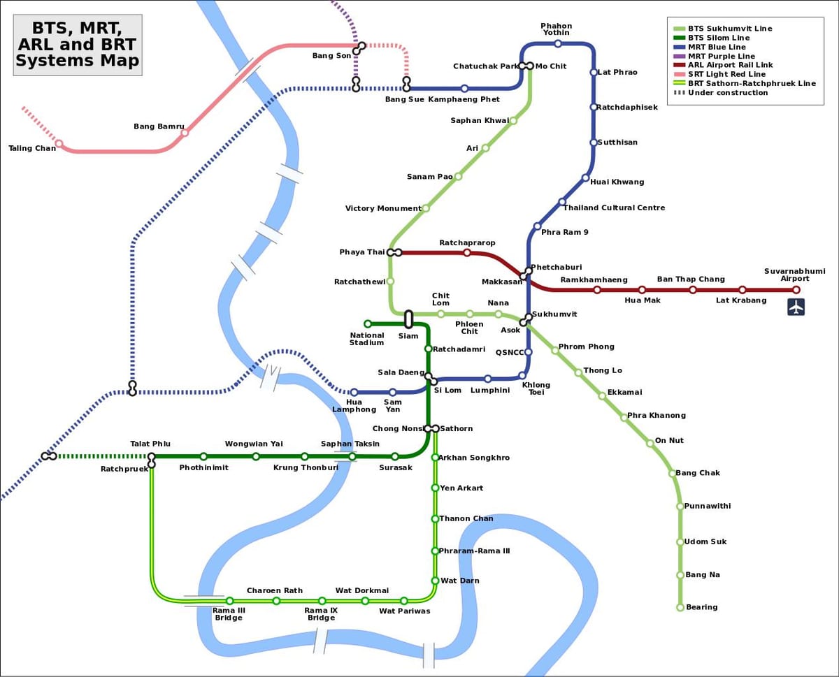 μπανγκόκ bts, mrt χάρτης