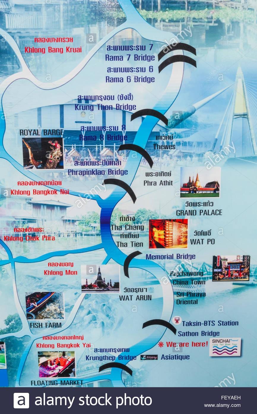 χάρτης της chao phraya river μπανγκόκ