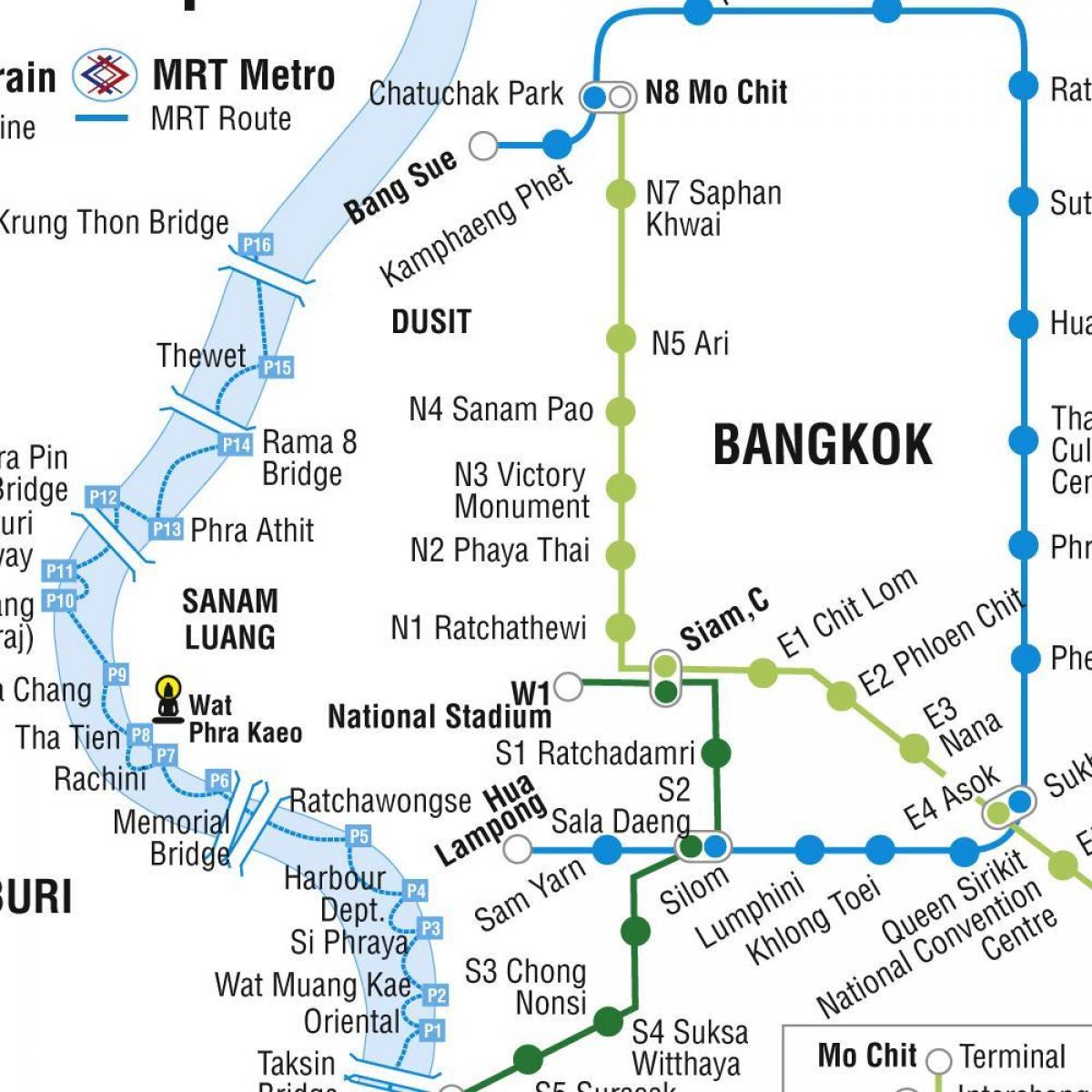 χάρτης της μπανγκόκ, το μετρό και το skytrain