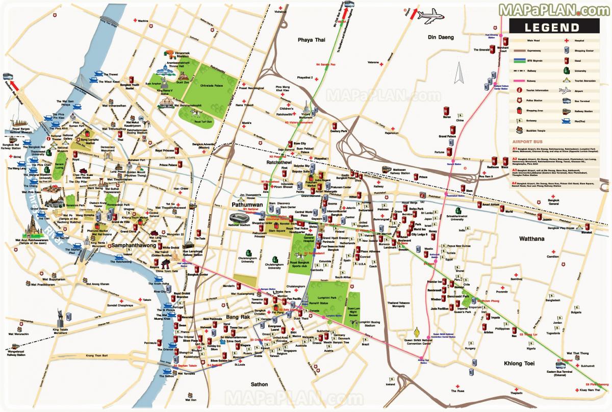 μπανγκόκ κύρια αξιοθέατα χάρτης