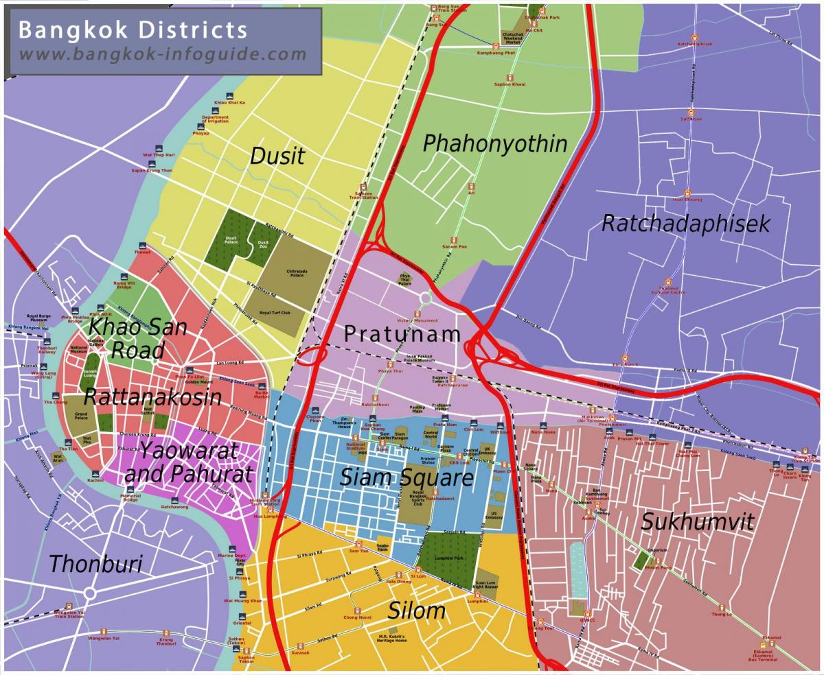 χάρτης της μπανγκόκ και τις γύρω περιοχές