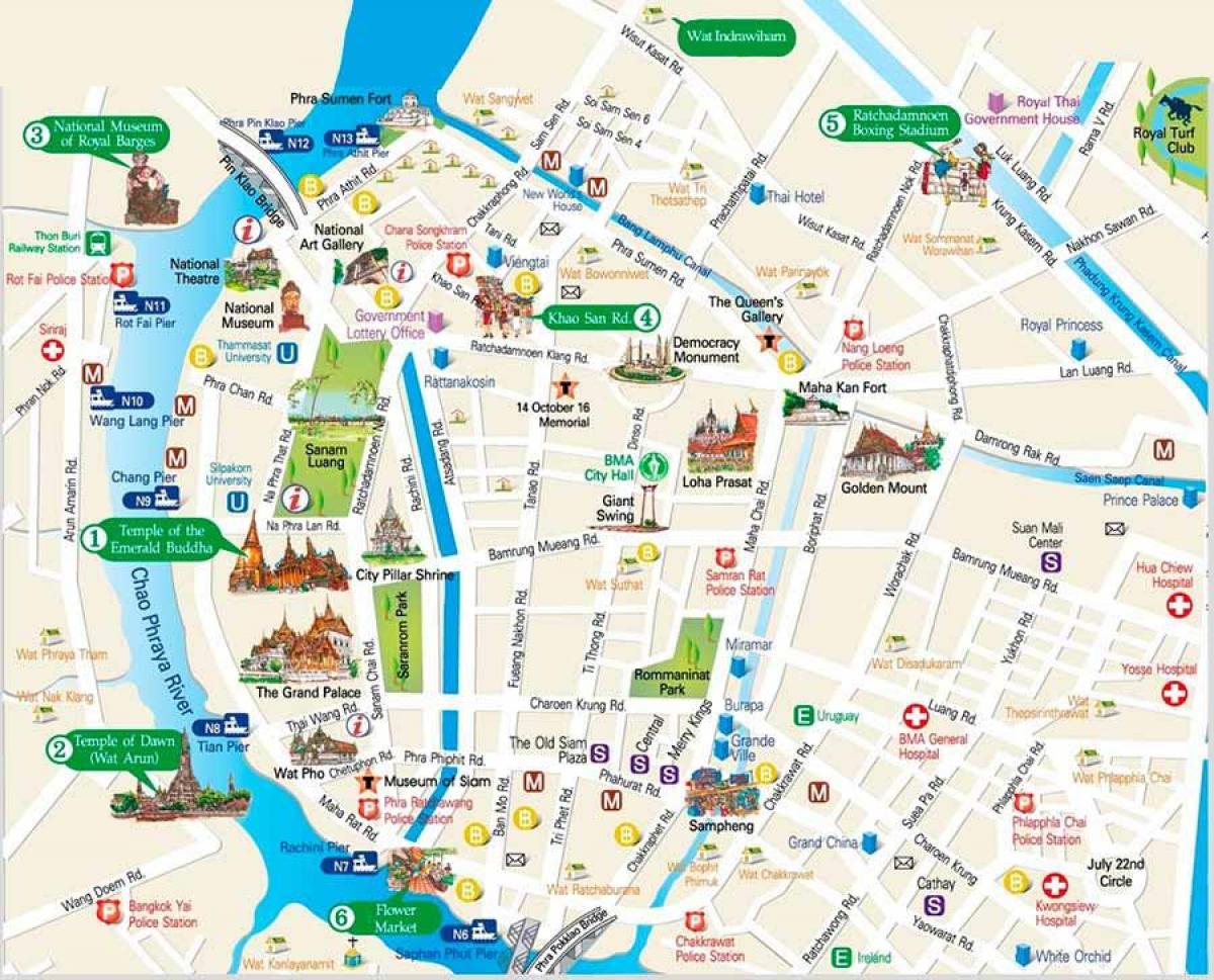 μπανγκόκ μέρη για να επισκεφτείτε χάρτης