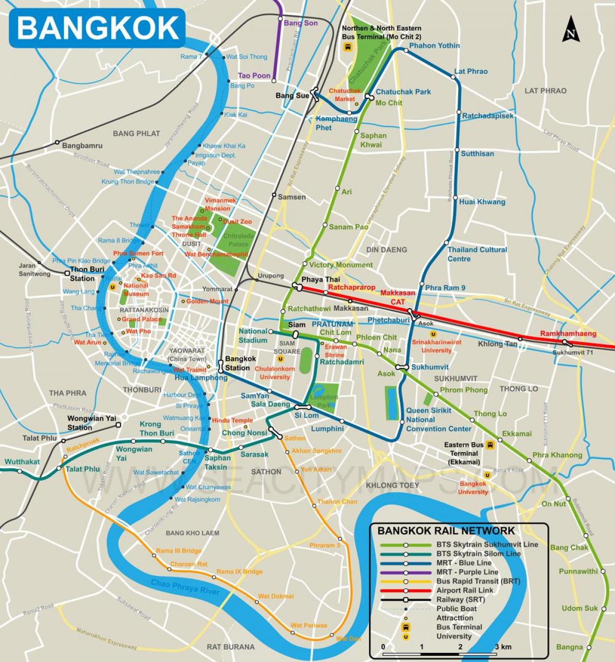 χάρτης της μπανγκόκ κέντρο της πόλης