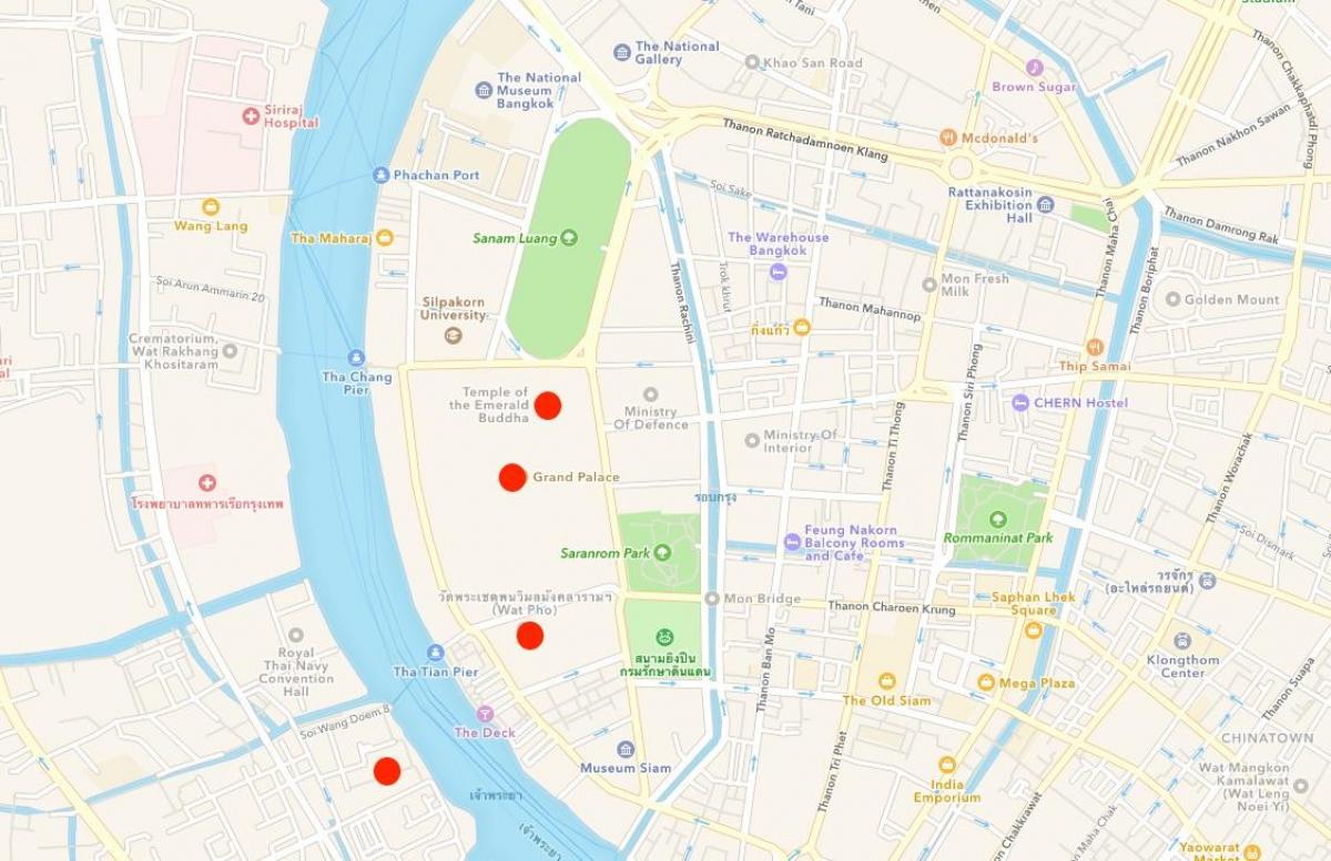 χάρτης των ναών στην μπανγκόκ