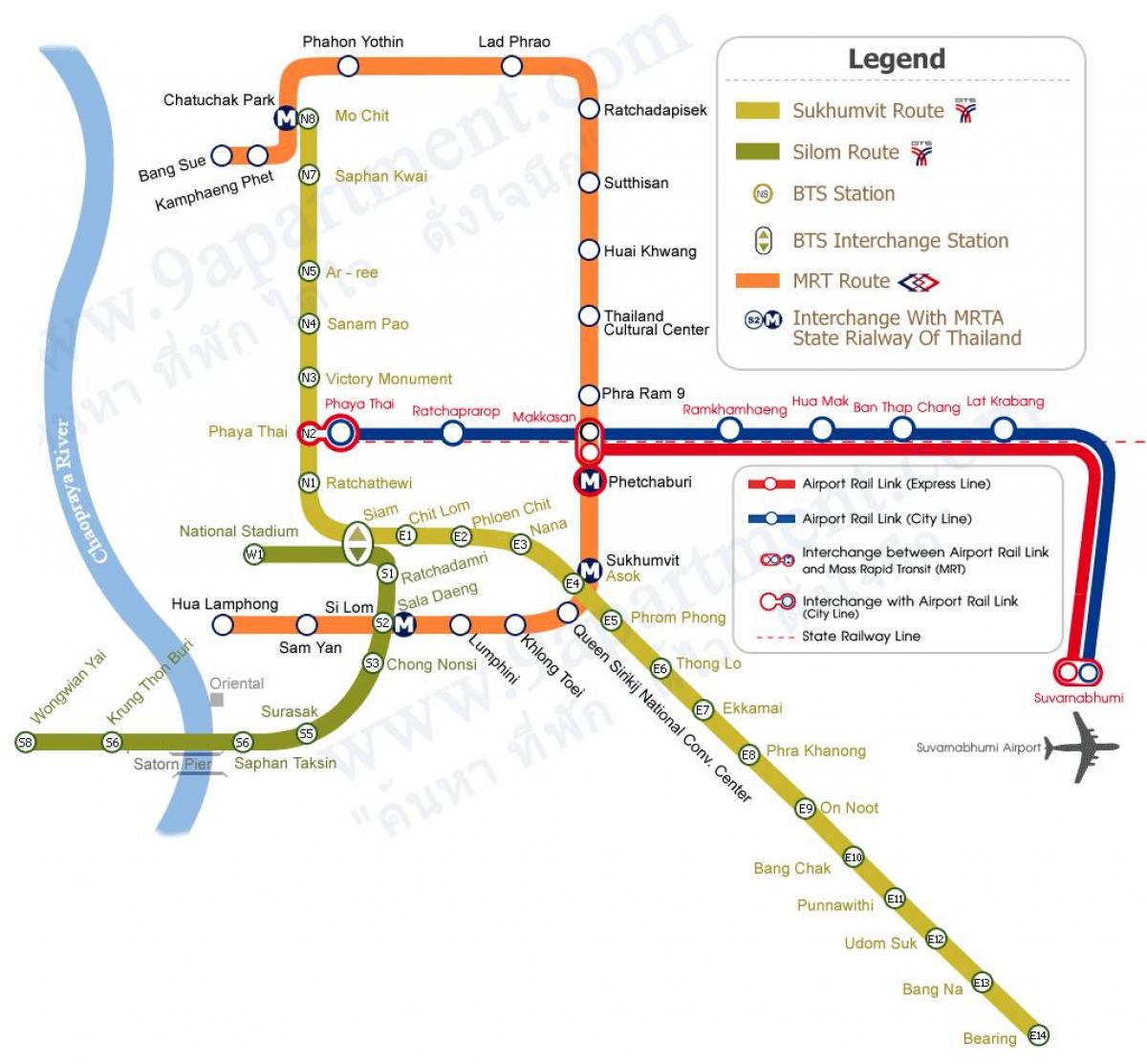 μπανγκόκ skytrain χάρτη της διαδρομής
