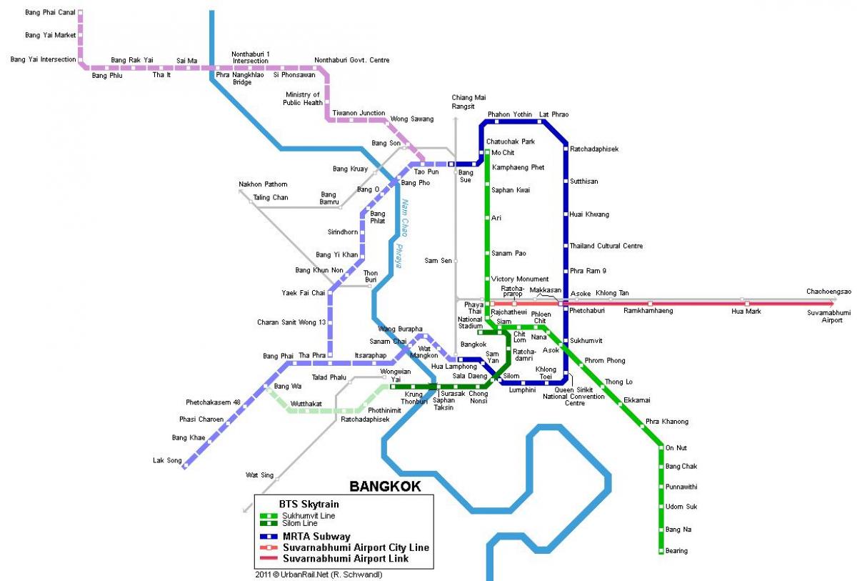 χάρτης του μετρό της μπανγκόκ, ταϊλάνδη