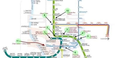 Χάρτης της μπανγκόκ bts χάρτη με τα αξιοθέατα της